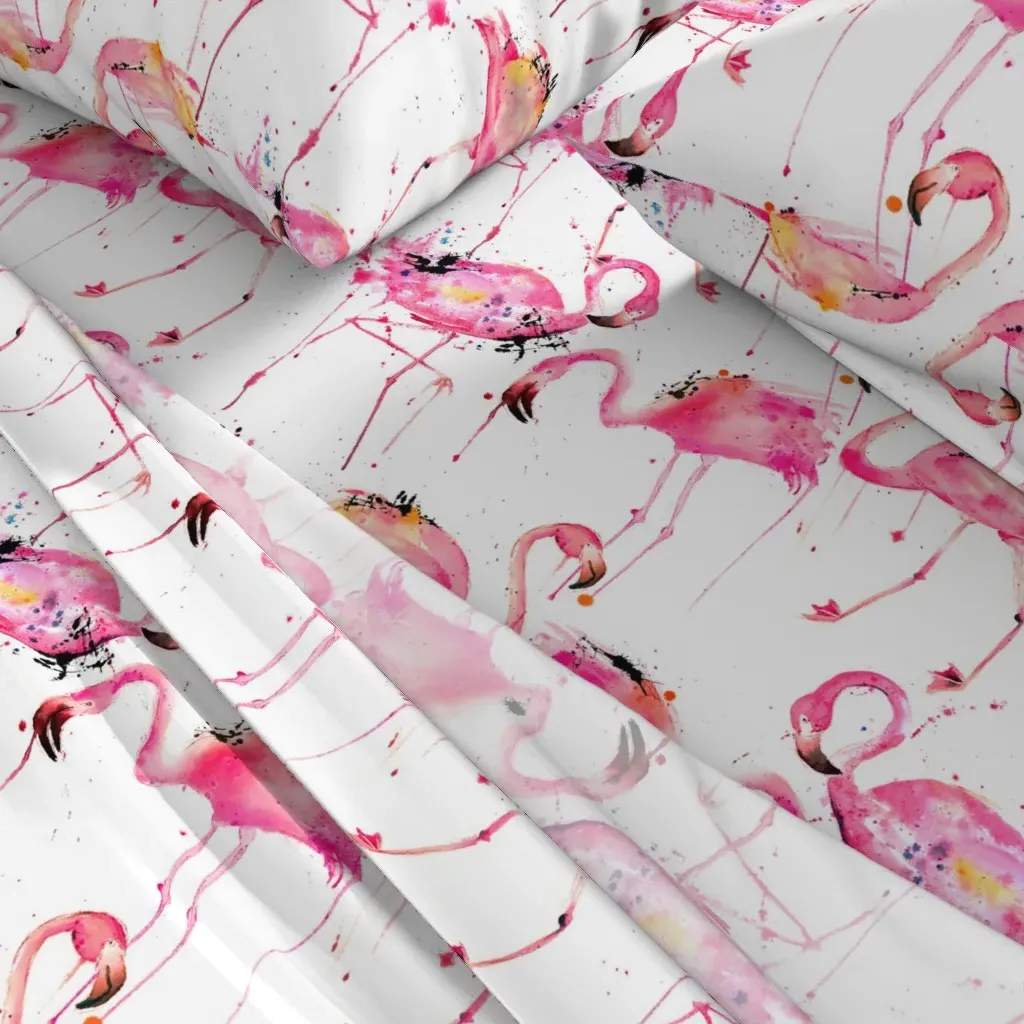 Flamingos Making A Splash Queen Sheet Set - Pink alternate view