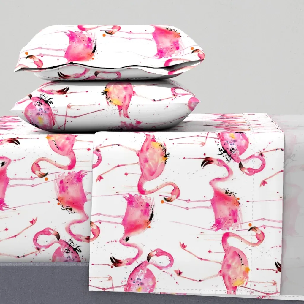 Flamingos Making A Splash Queen Sheet Set - Pink product