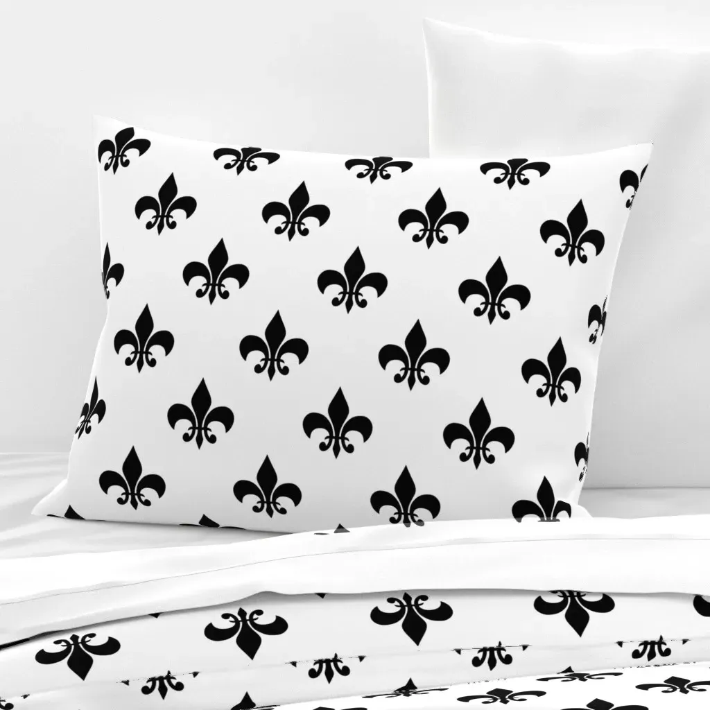 Fleur-De-Lis Standard Knife Edge Pillow - Black, Cotton Sateen product