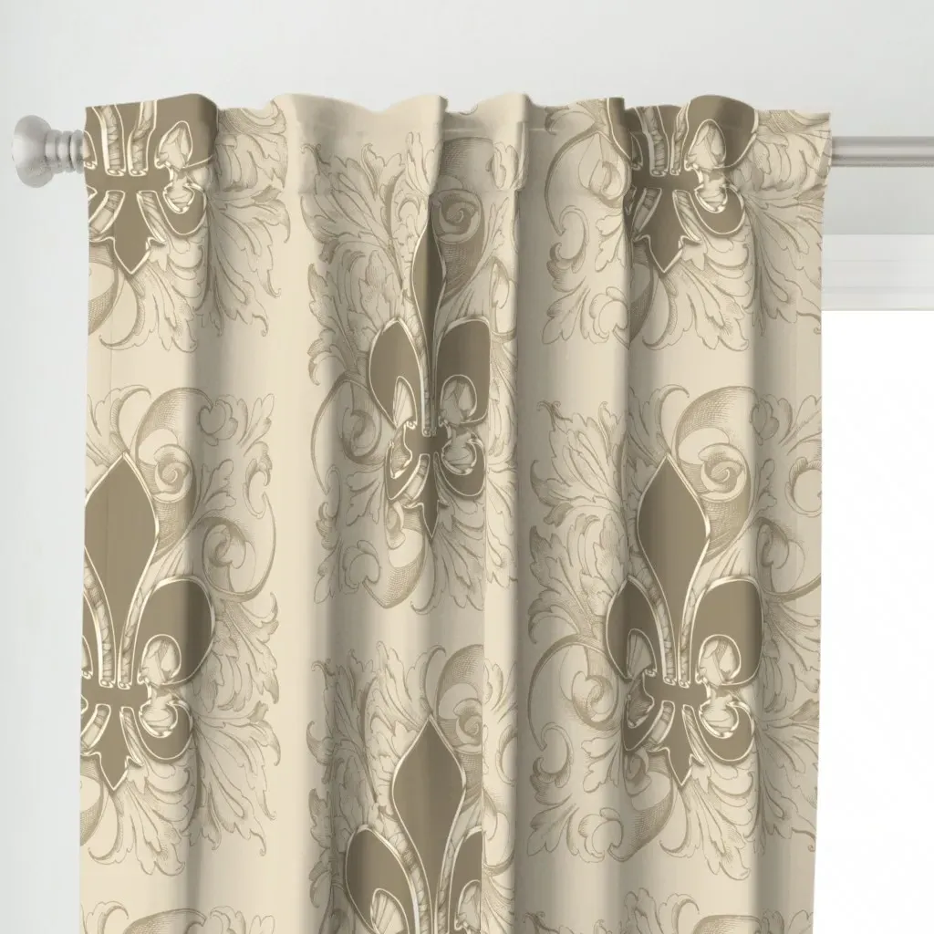 Fleur De Lys Curtain Panel - Beige alternate view