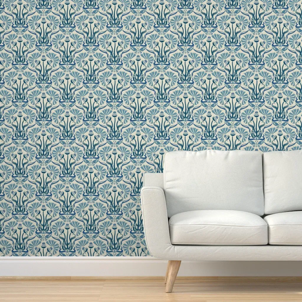 Fleur De Papillon Peel and Stick Wallpaper - French Blue product
