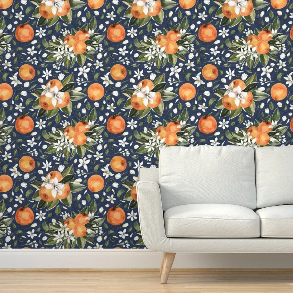 Fleur De Peel and Stick Wallpaper Removable - Orange, Linen product