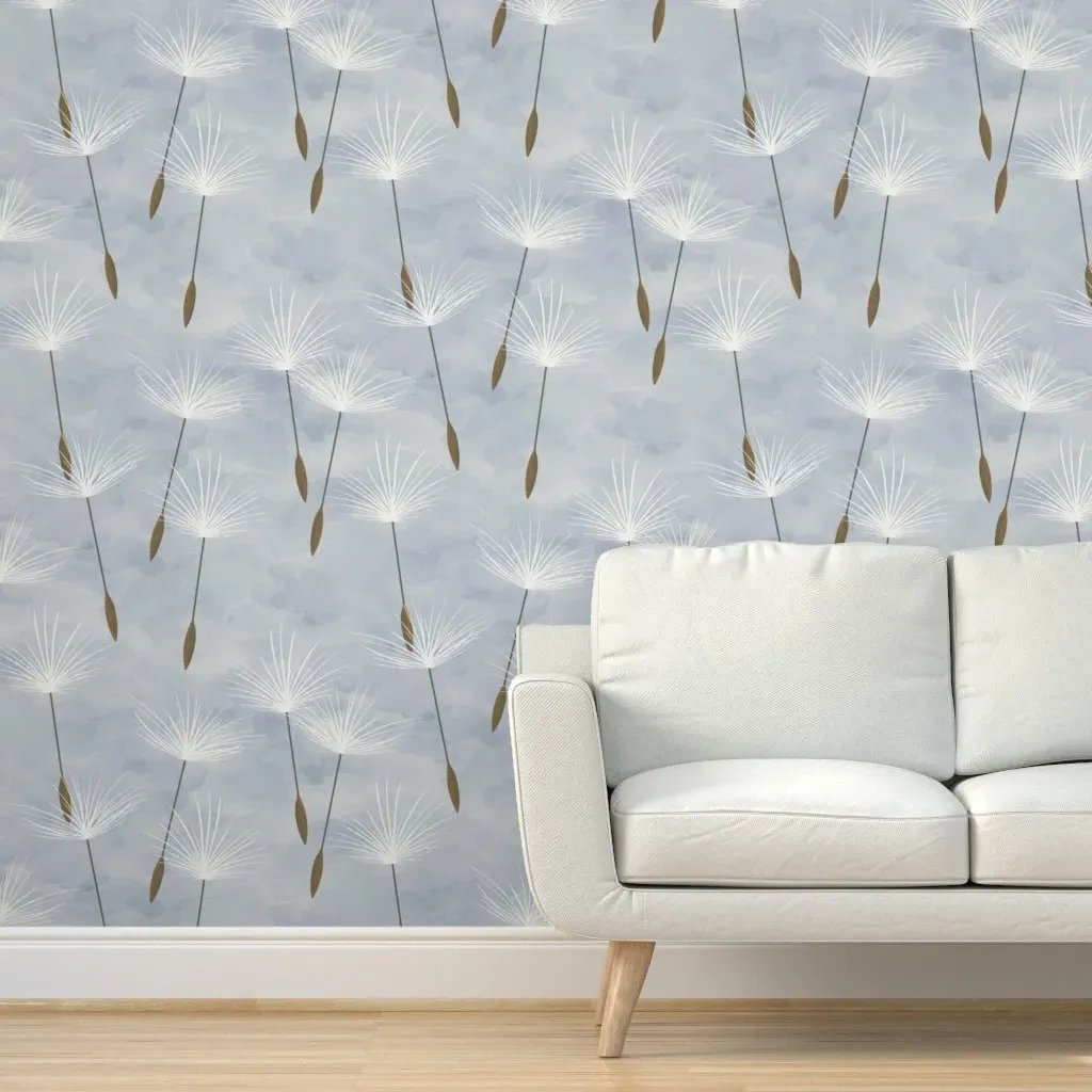 Floating Dandelion Seeds Peel and Stick Wallpaper - White product