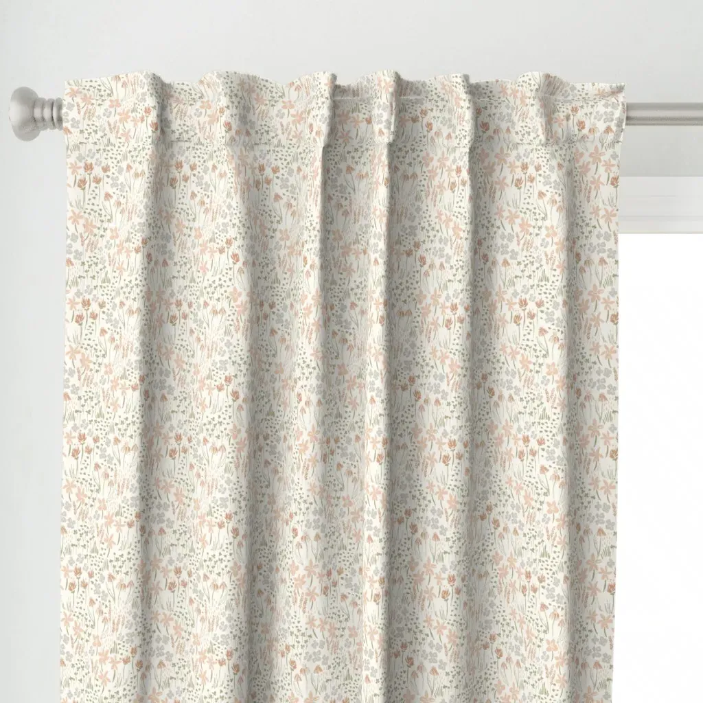 Floating Meadow Curtain Panel - Peach alternate view