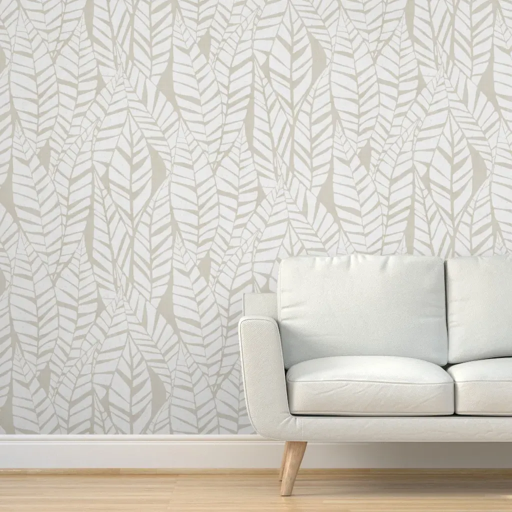 Floating Serene Palm Leaf Peel and Stick Wallpaper - Off-White product