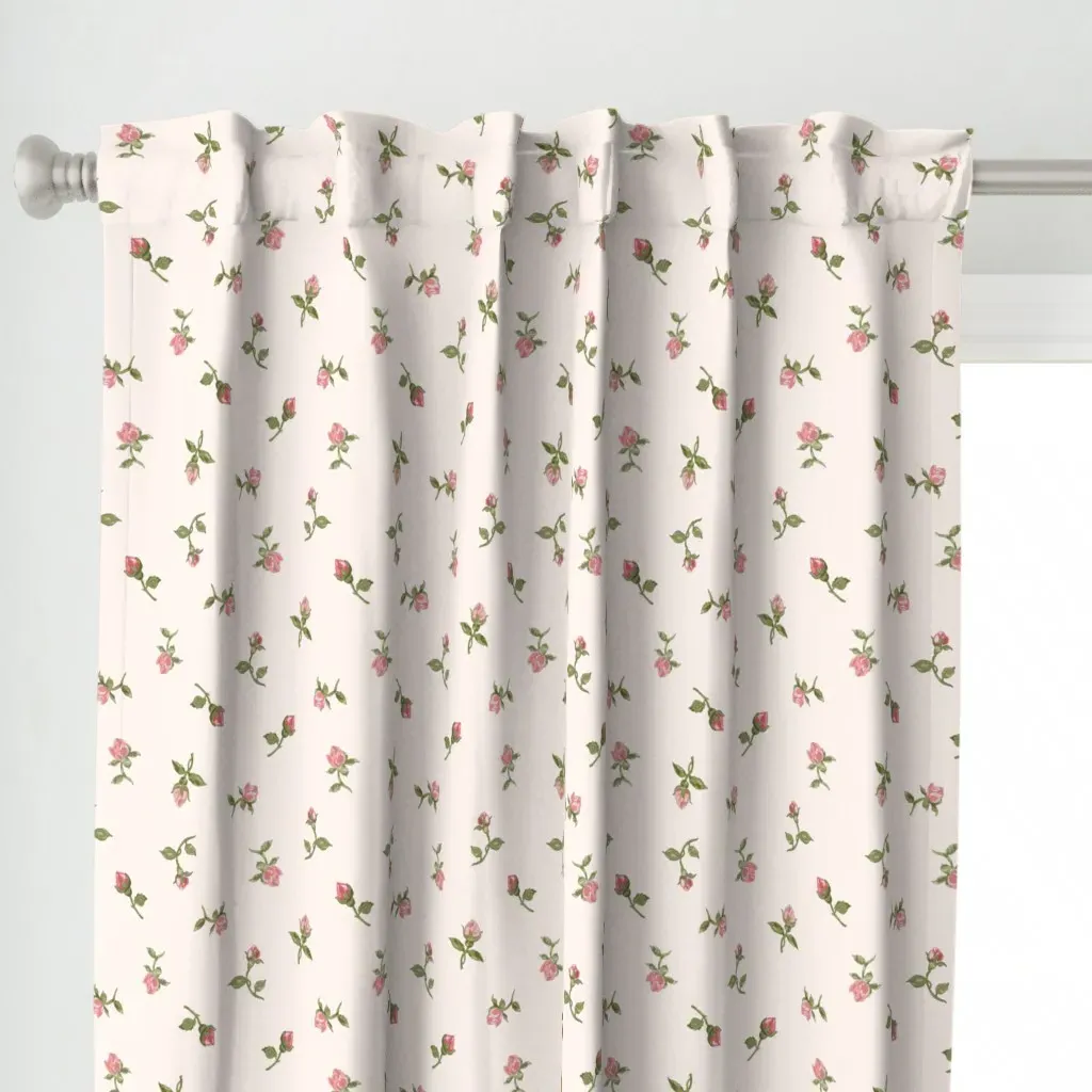 Floating Vintage Rosebuds Curtain Panel - Pink alternate view
