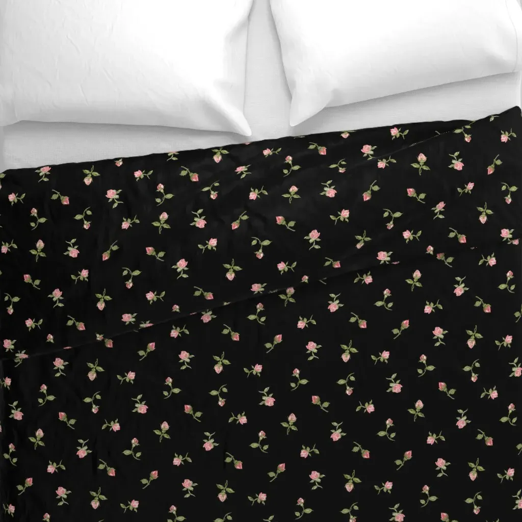 Floating Vintage Rosebuds Duvet Cover - Pink alternate view