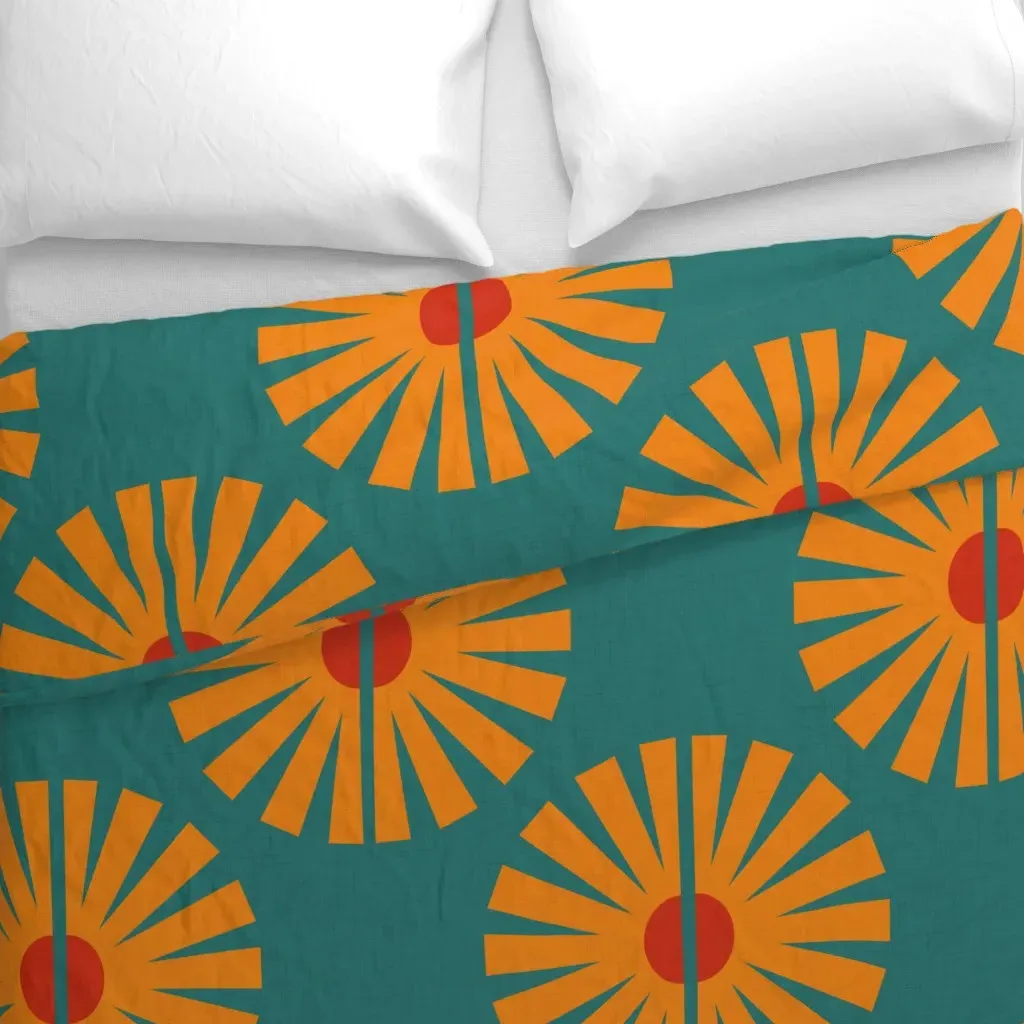 Flor De Mojo Large Duvet Cover - Orange alternate view