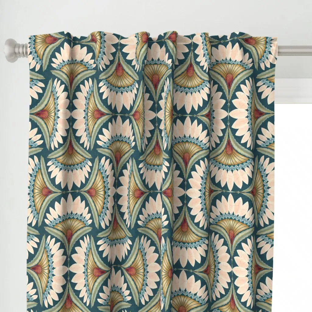 Floradora Deco Squared Curtain Panel - Peach alternate view