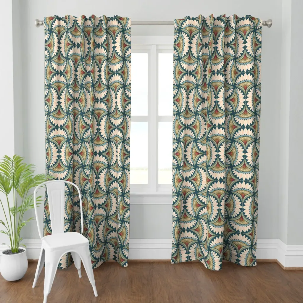 Floradora Deco Squared Curtain Panel - Peach product