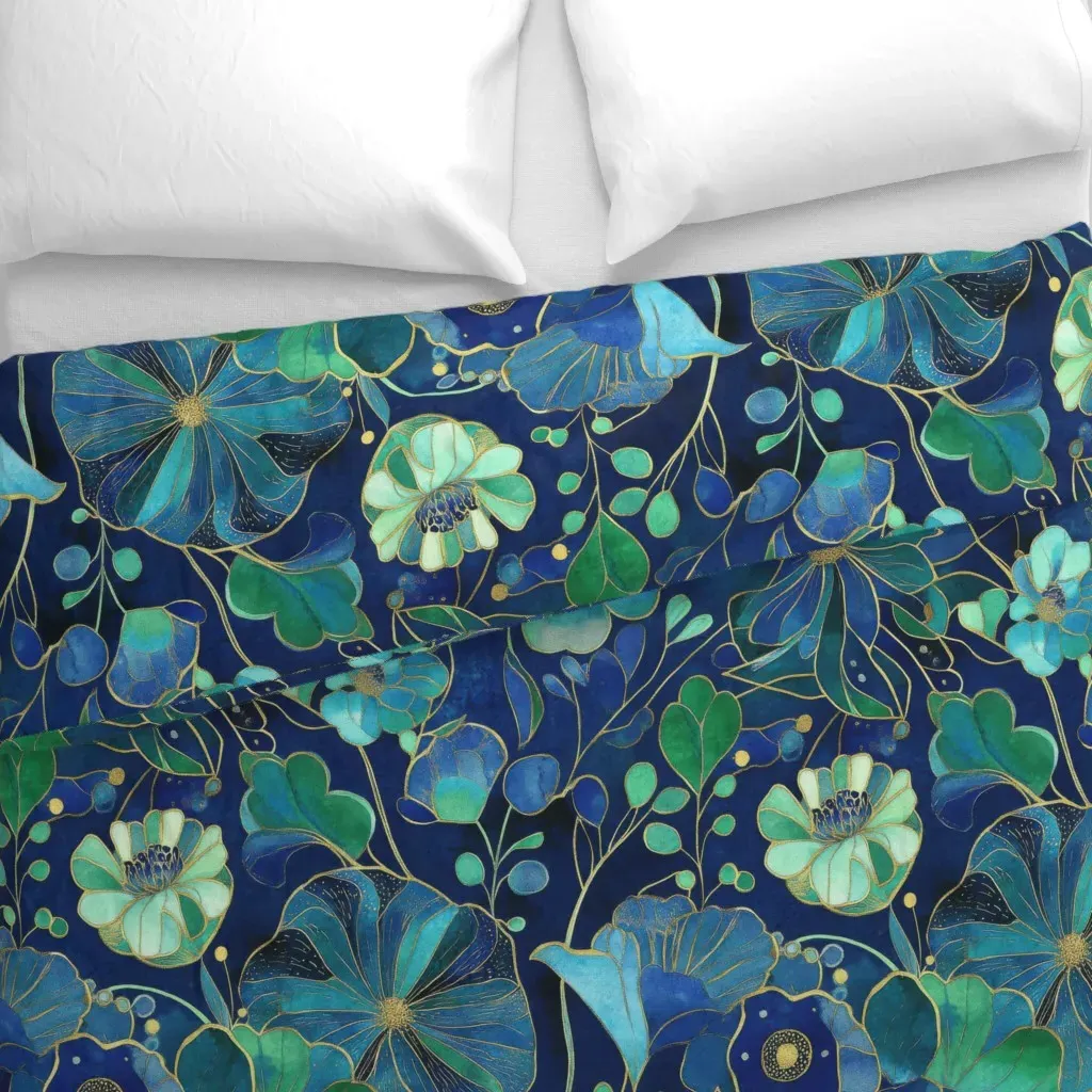 Floral Abstract Duvet Cover - Teal alternate view