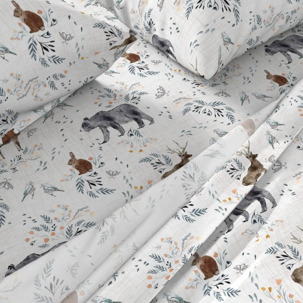 Floral Beasts Queen Sheet Set - Gray alternate view