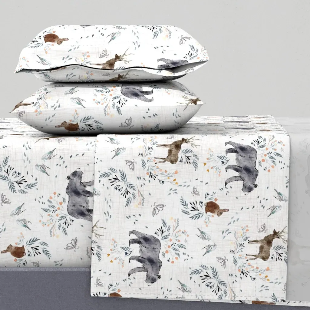 Floral Beasts Queen Sheet Set - Gray product