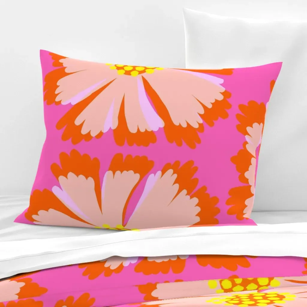Floral Bloom Standard Knife Edge Cushion Cover - Orange, Cotton Sateen product