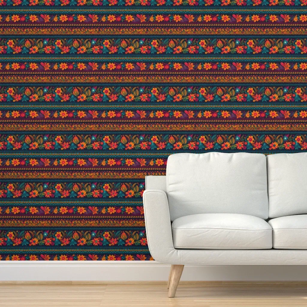 Floral Border Peel and Stick Wallpaper - Orange product
