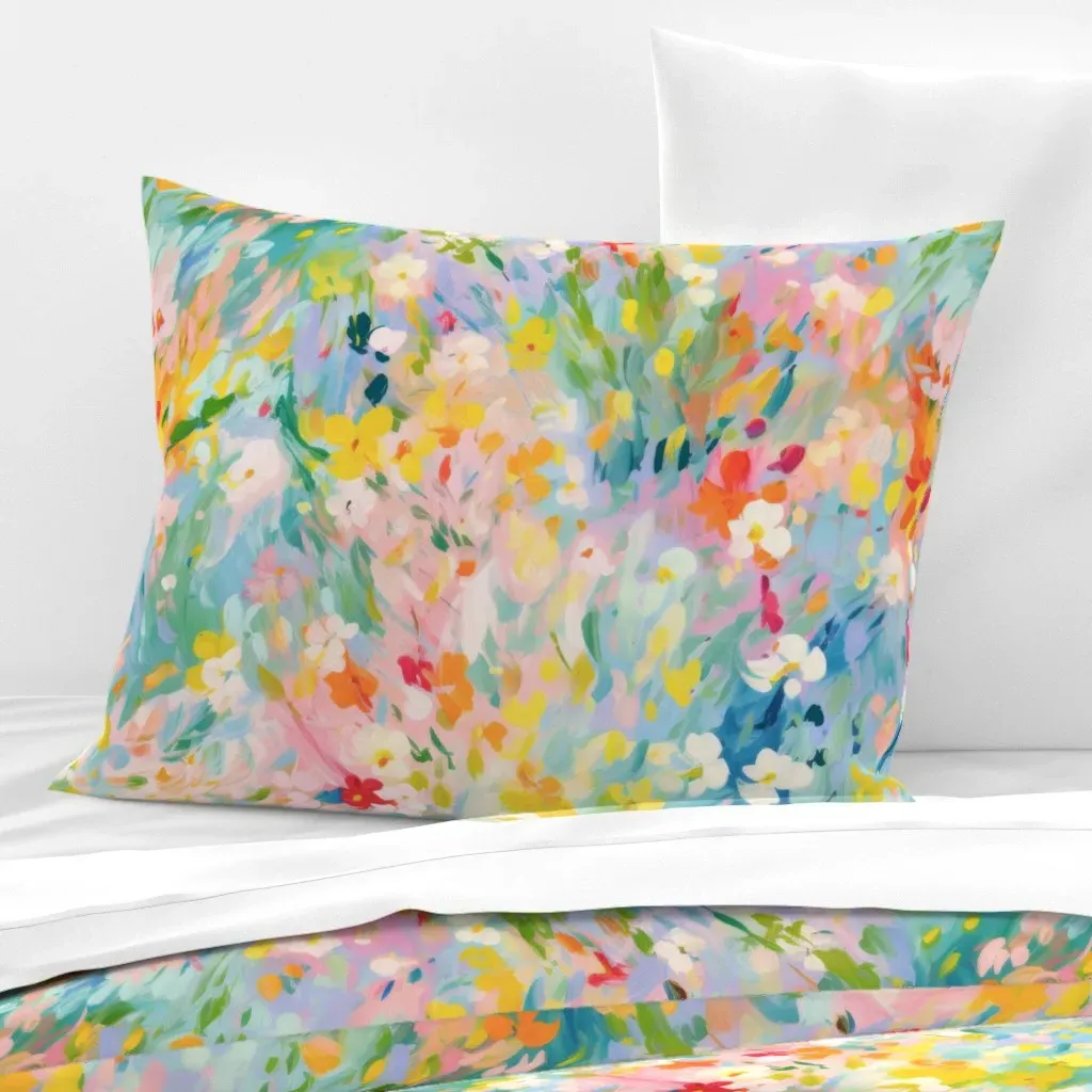 Floral Brushstroke Standard Knife Edge Cushion Cover - Pink, Cotton Sateen product