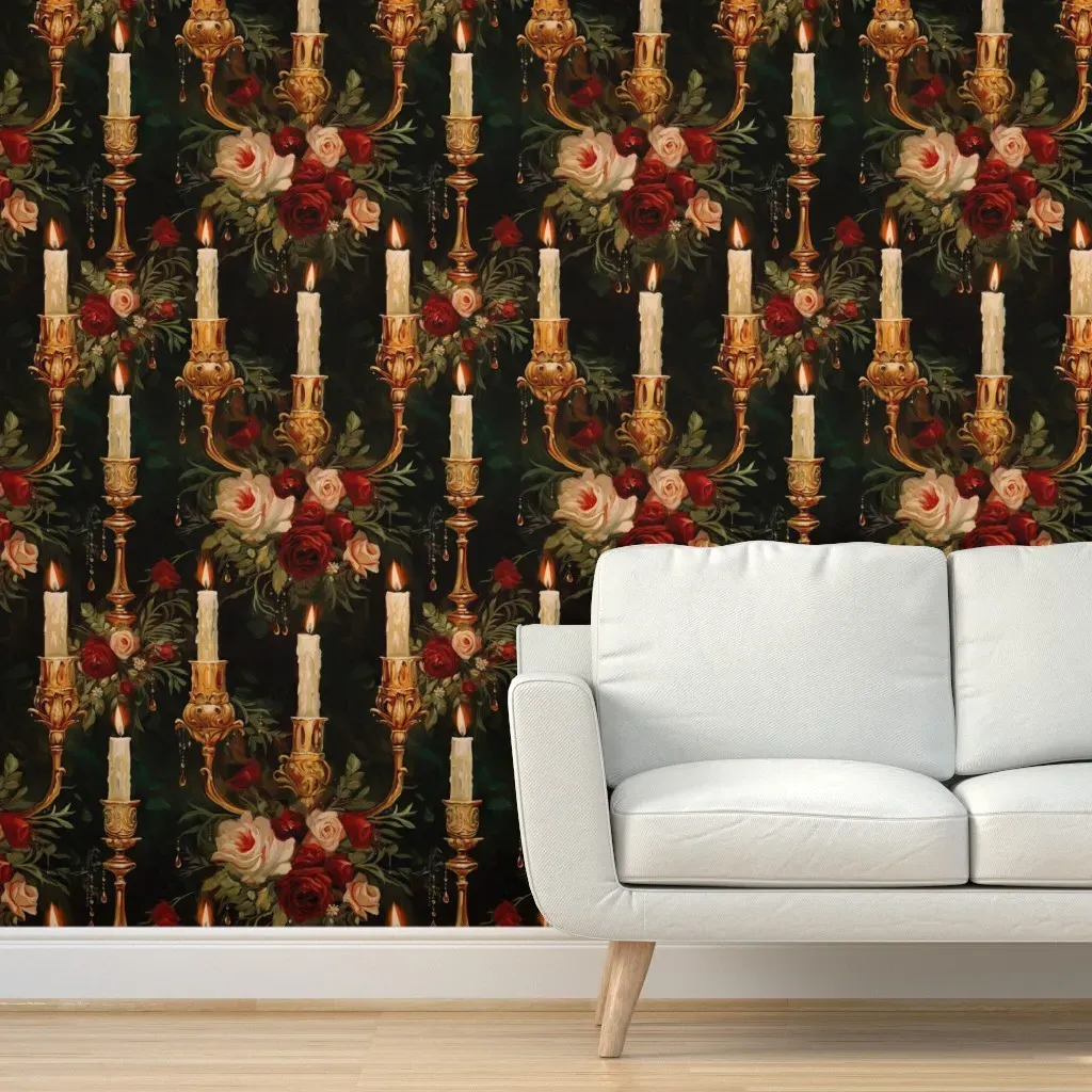 Floral Chandelier Peel and Stick Wallpaper - Gold product