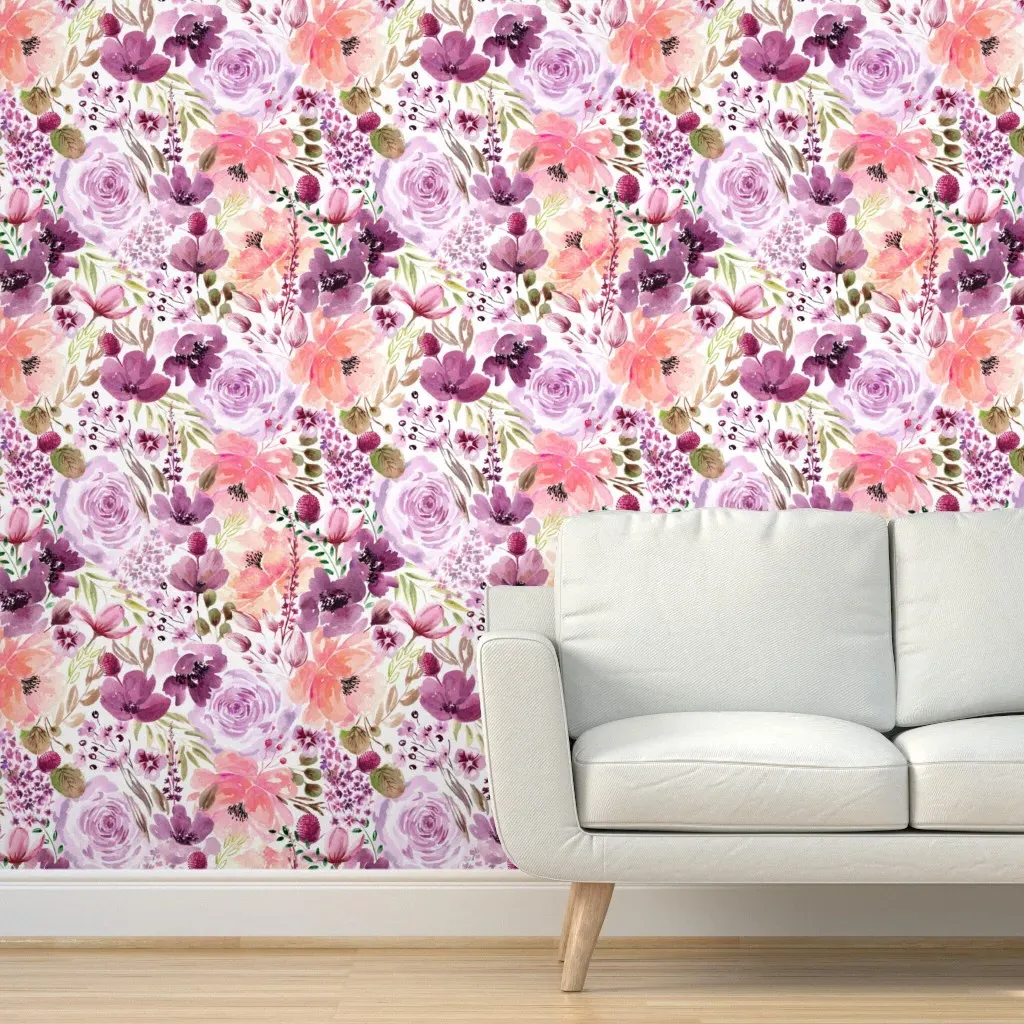 Floral Chaos Peel and Stick Wallpaper - Lavender Purple product