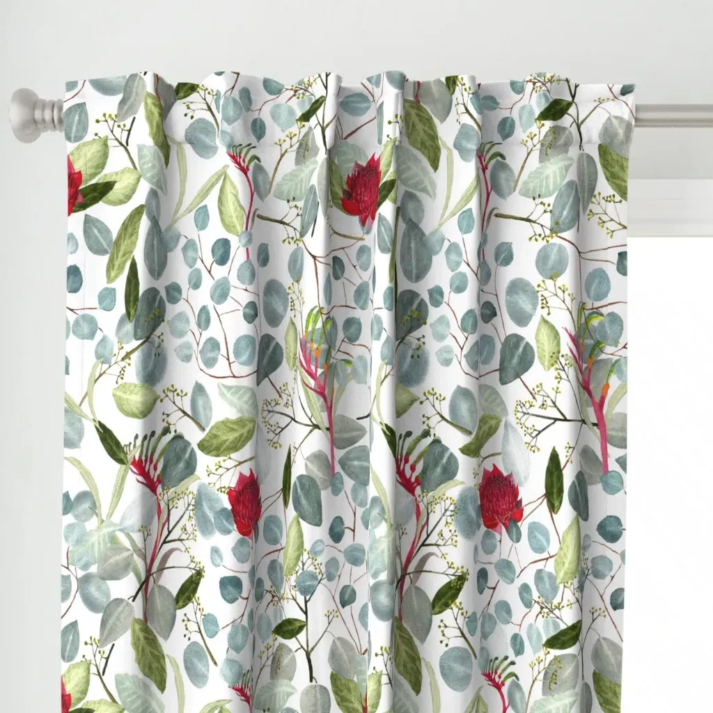 Floral Curtain Panel - Green alternate view