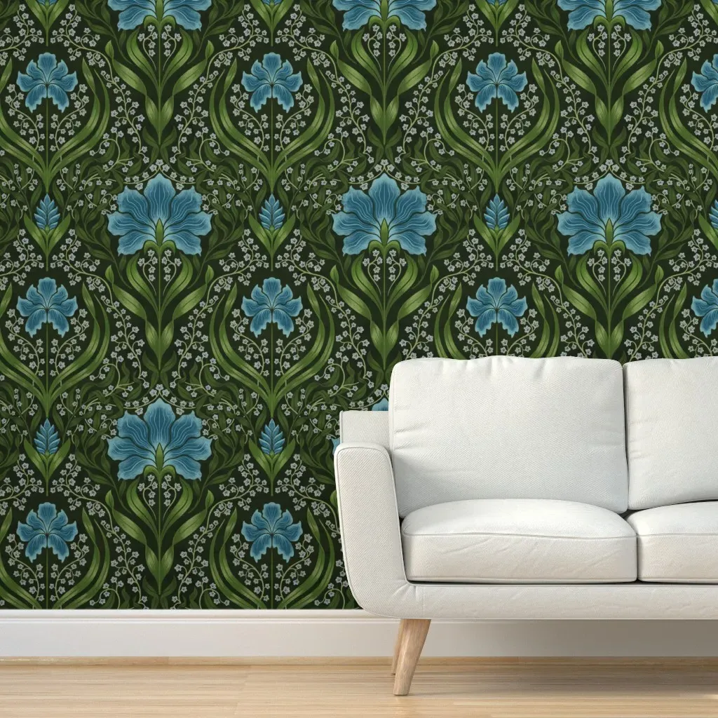 Floral Damask Peel and Stick Wallpaper - Teal Blue product