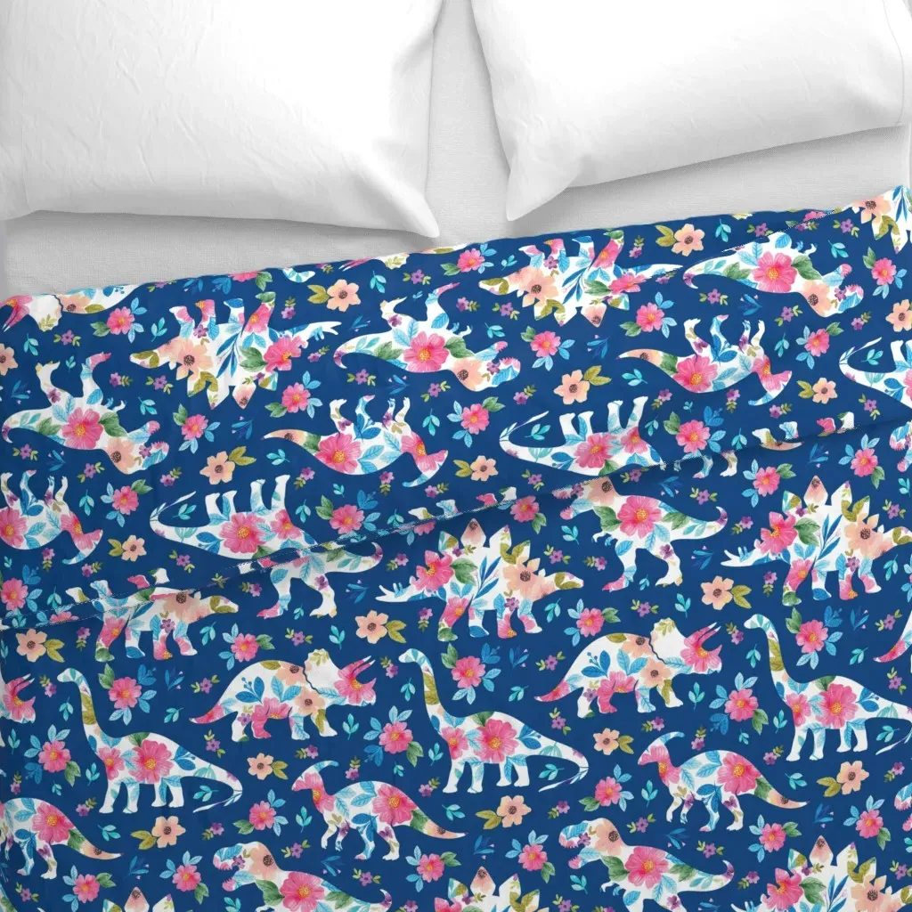 Floral Dinosaur Duvet Cover - Pink alternate view