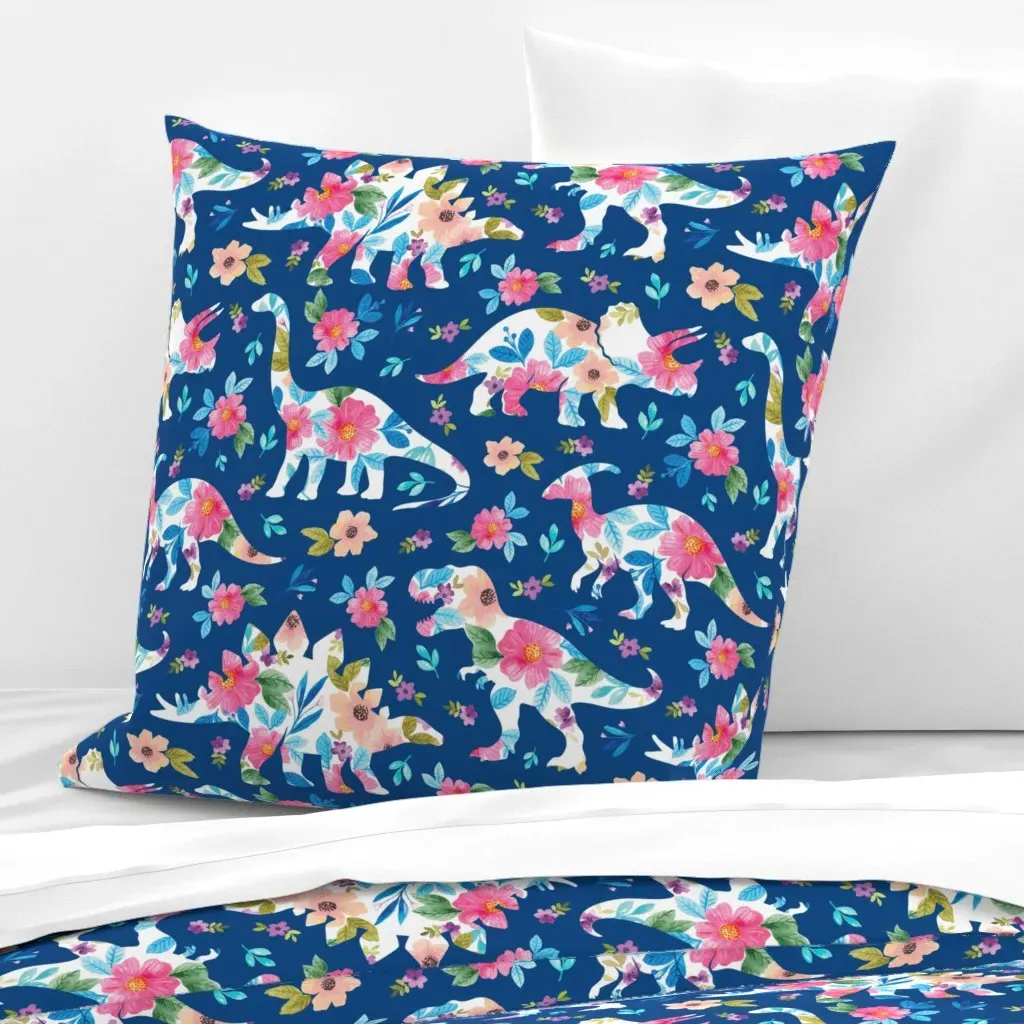 Floral Dinosaur Euro Pillow Sham - Pink product