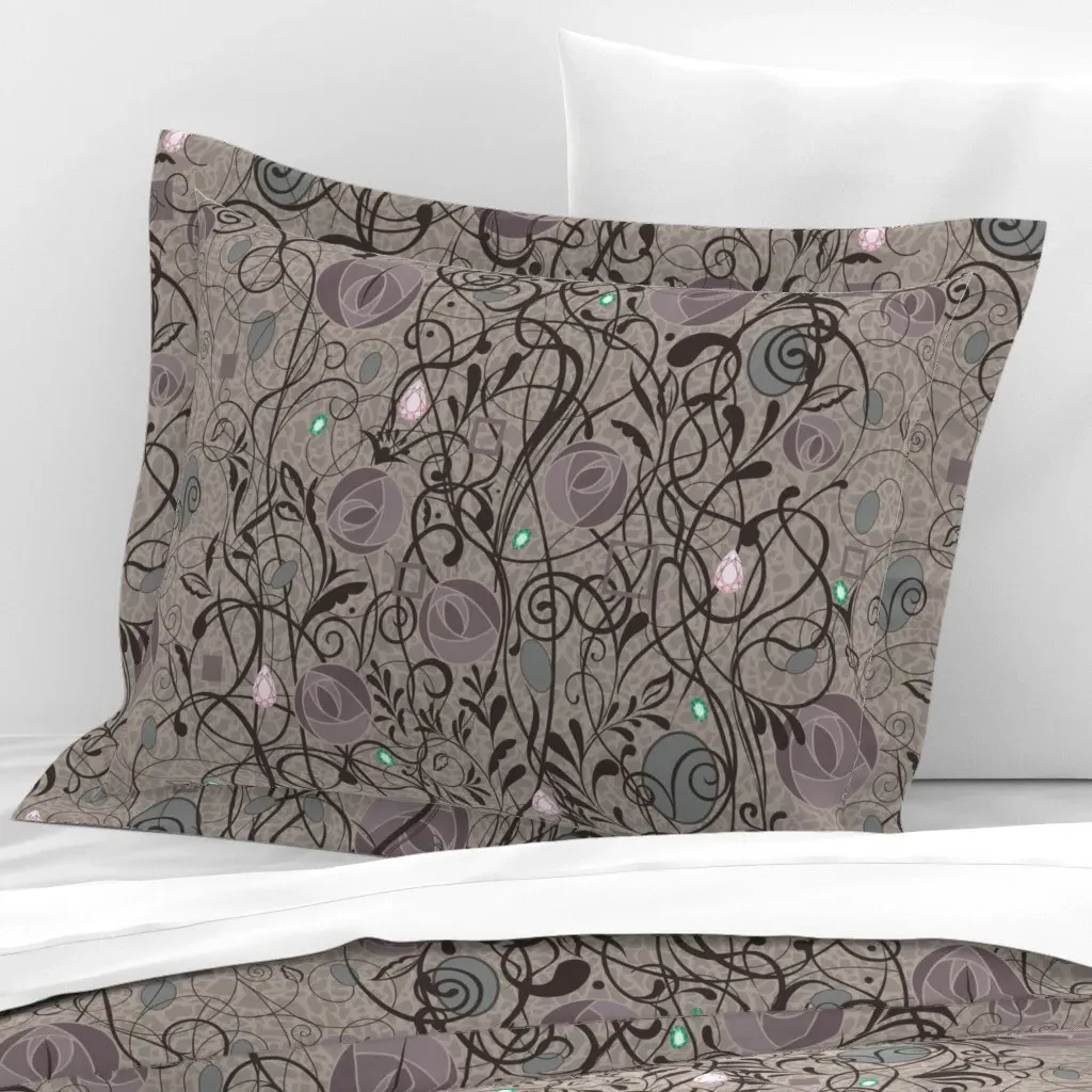 Floral Dreams 6L Standard Flanged Pillow Sham - Dusty Rose, Cotton Sateen product