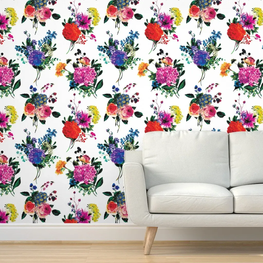 Floral Fantasy Peel and Stick Wallpaper - White, Blue product