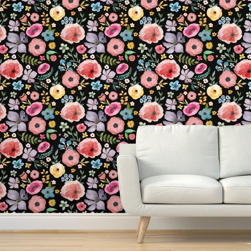 Floral Fiesta Peel and Stick Wallpaper - Pink, Black product