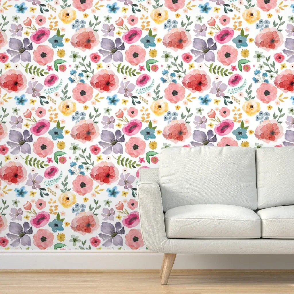 Floral Fiesta Peel and Stick Wallpaper - White product