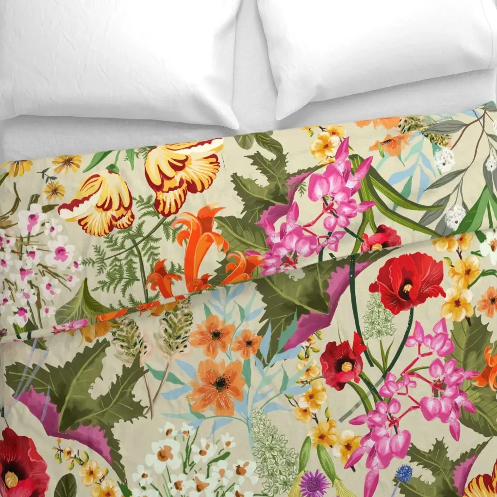 Floral Garden Bright Duvet Cover - Red alternate view