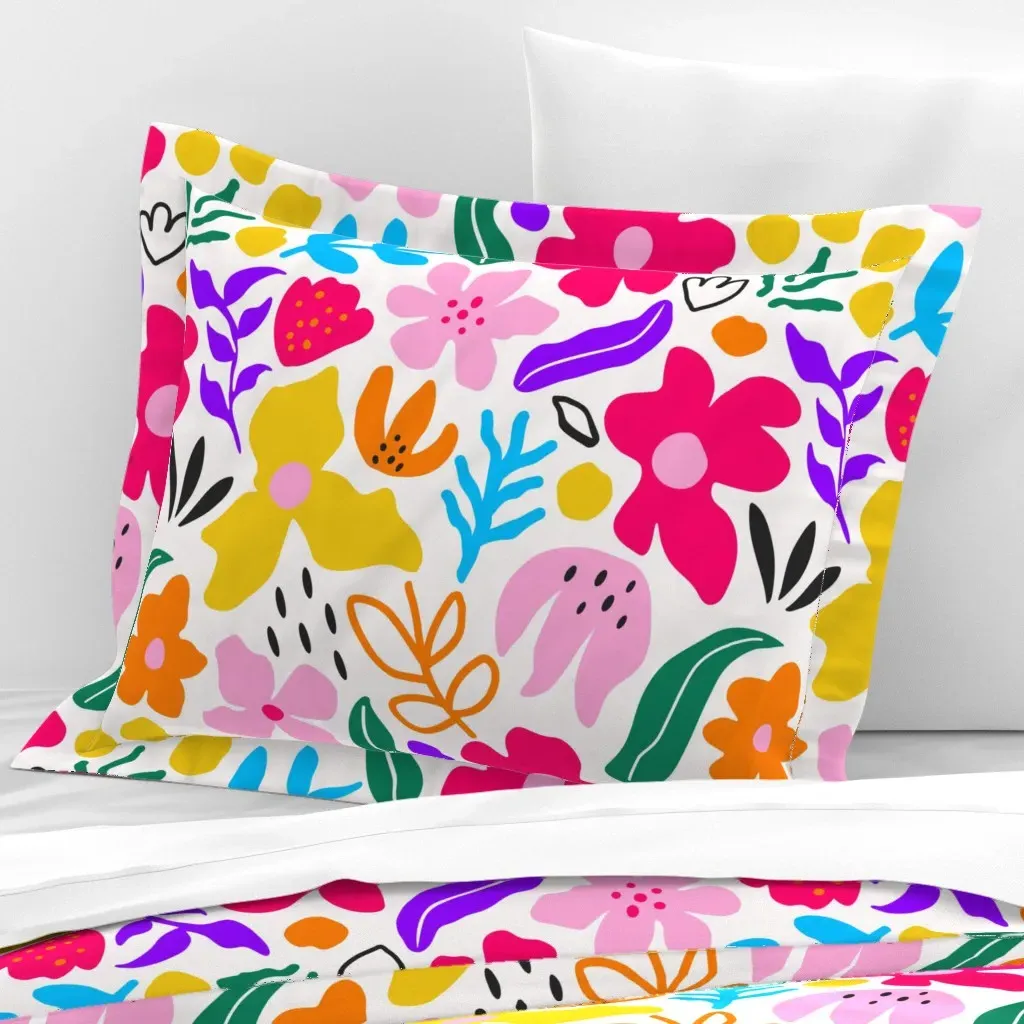 Floral Garden Standard Flanged Cushion Cover - Pink, Cotton Sateen product