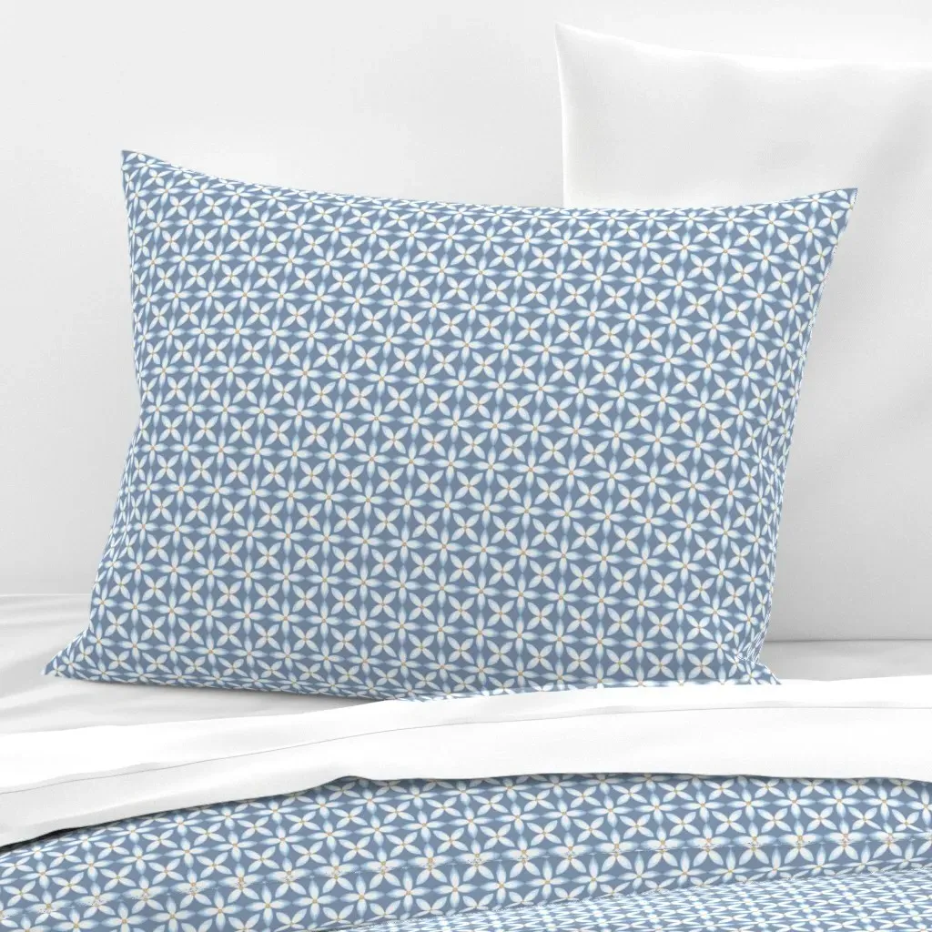 Floral Geometric Standard Knife Edge Cushion Cover - Light Blue, Cotton product
