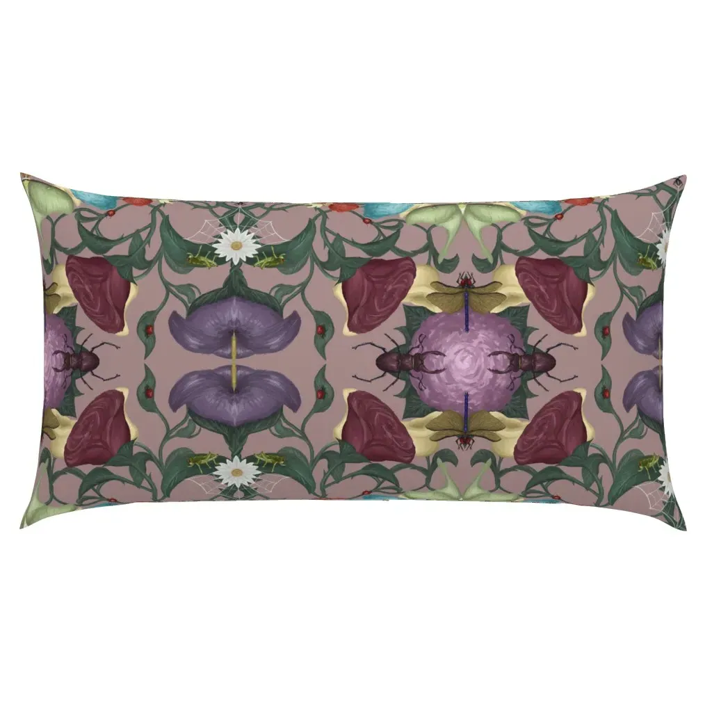 Floral Insect Garden King Pillow Sham - Deep Purple product
