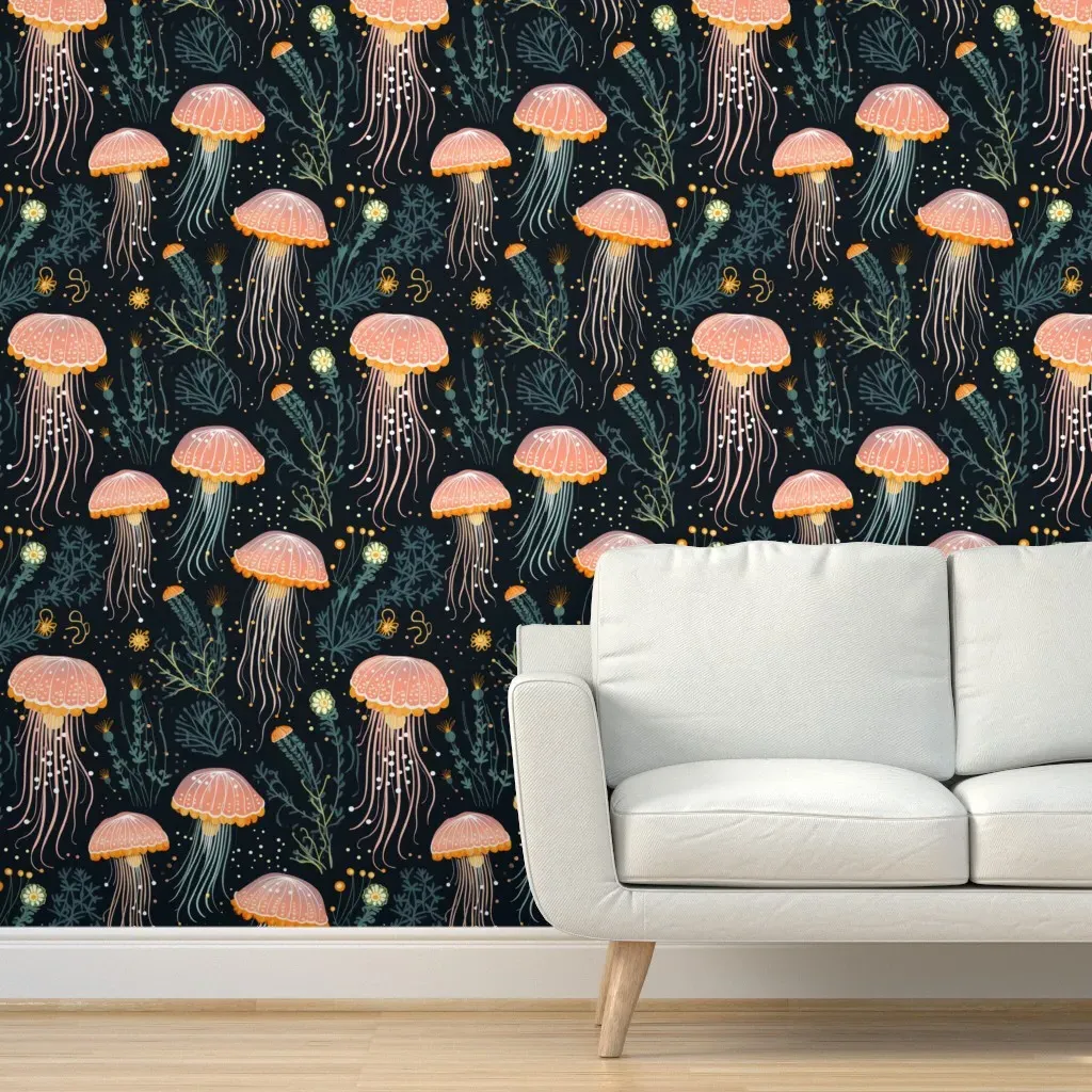 Floral Jellyfish Peel and Stick Wallpaper - Peach product