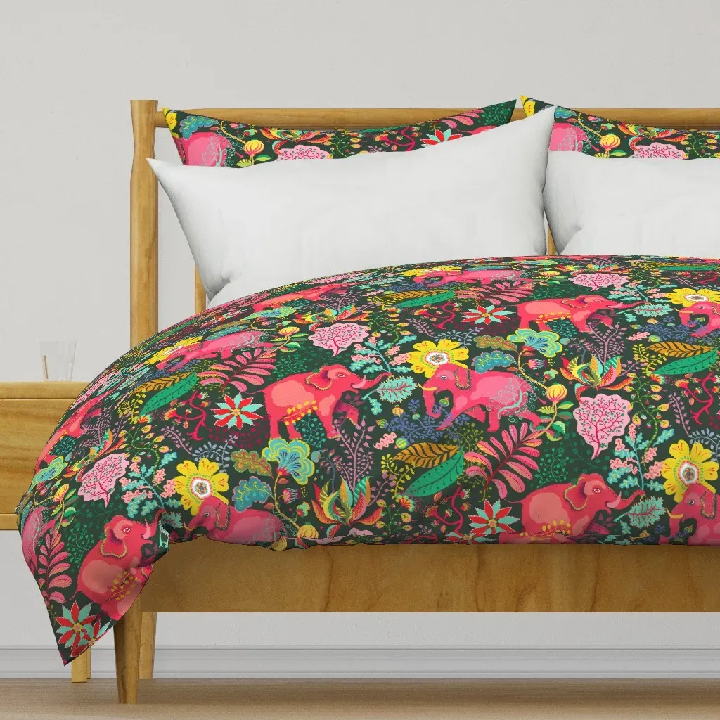 Floral Jungle Elephants L Duvet Cover - Pink product