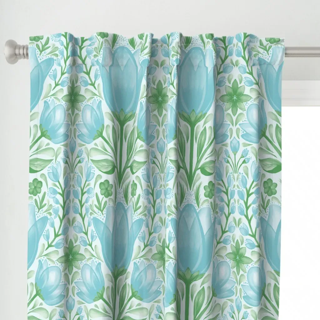 Floral Life Light Mega Curtain Panel - Light Blue alternate view