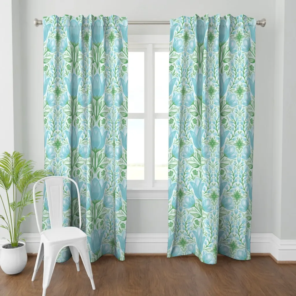 Floral Life Light Mega Curtain Panel - Light Blue product