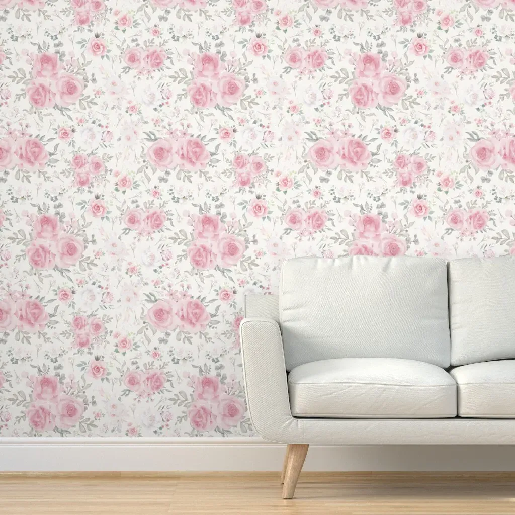 Floral Linen Peel and Stick Wallpaper - Pink product