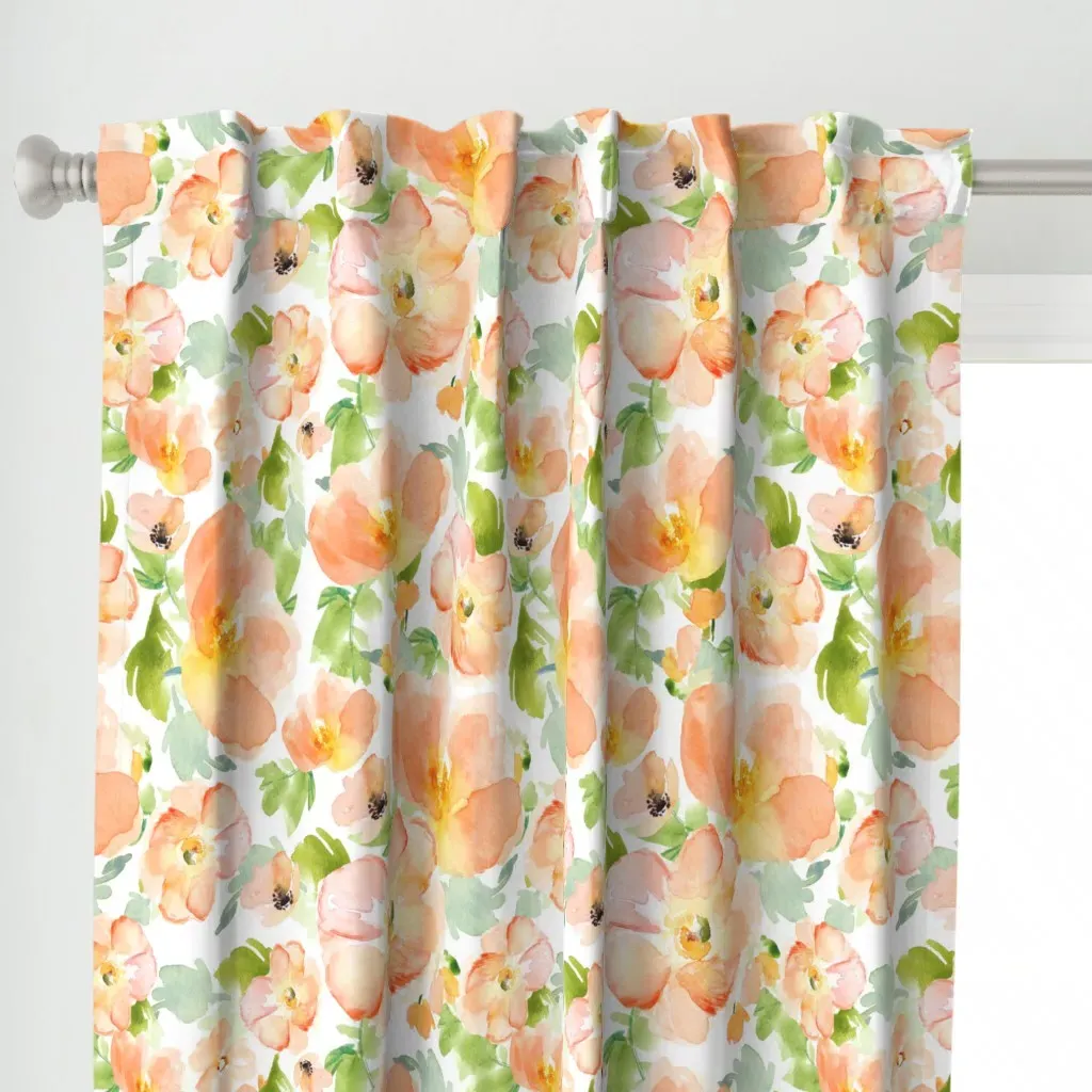 Floral Love Print Curtain Panel - Peach alternate view