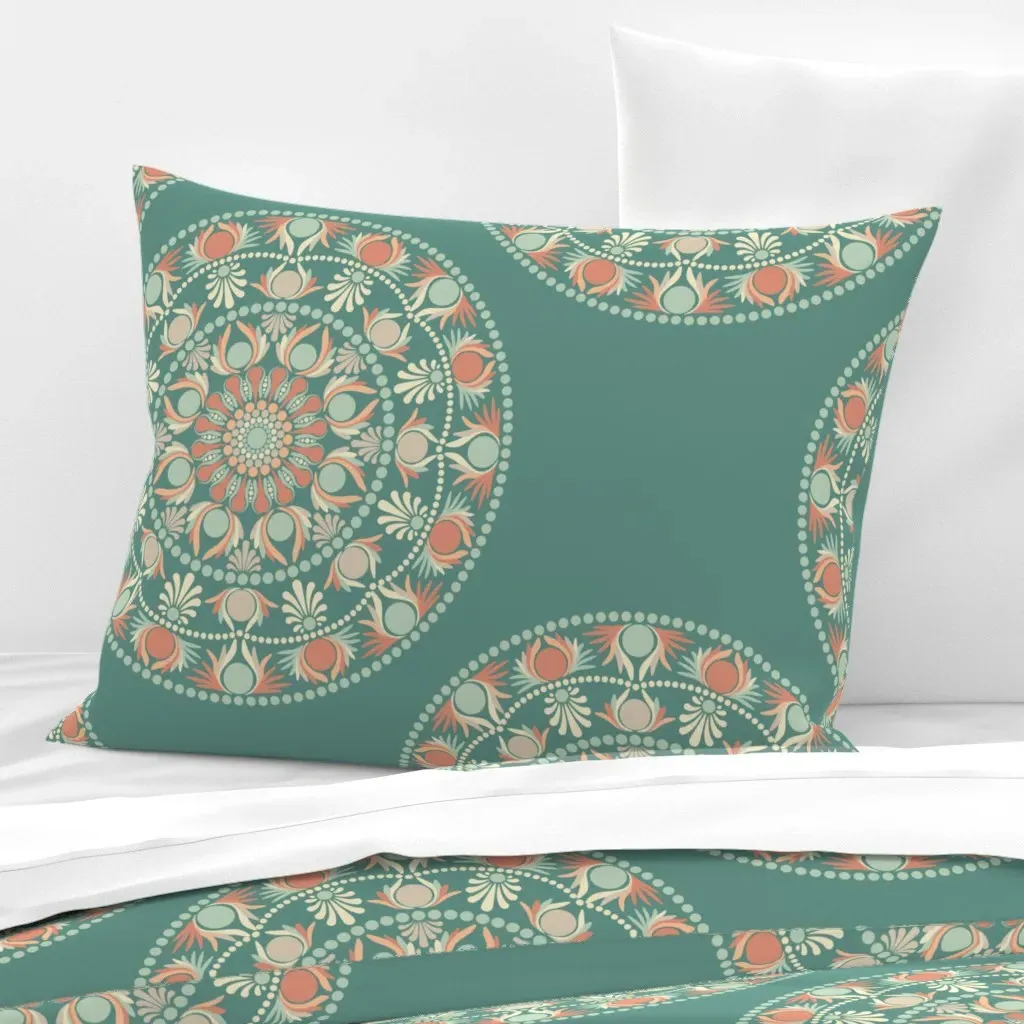 Floral Mandala Standard Knife Edge Cushion Cover - Peach, Cotton product