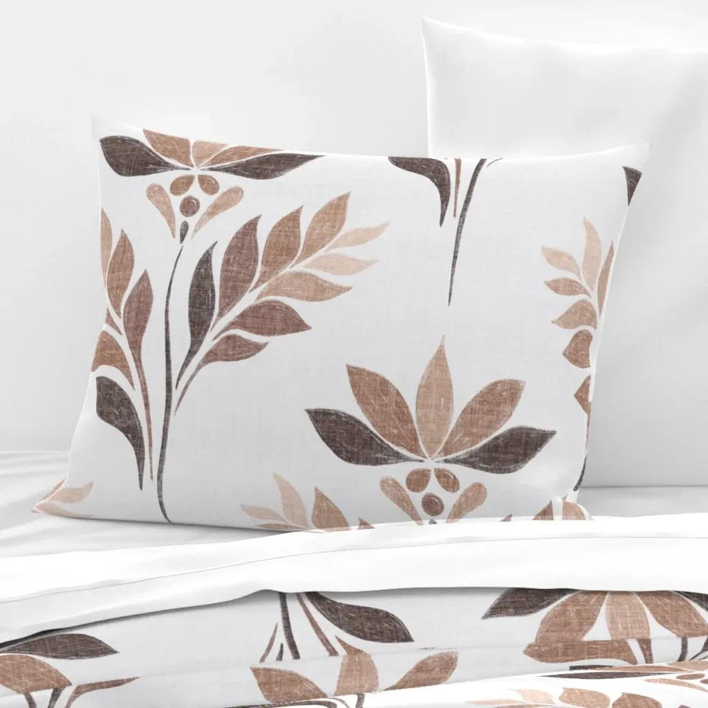 Floral Mocha Mousse Standard Knife Edge Cushion - Taupe, Cotton product