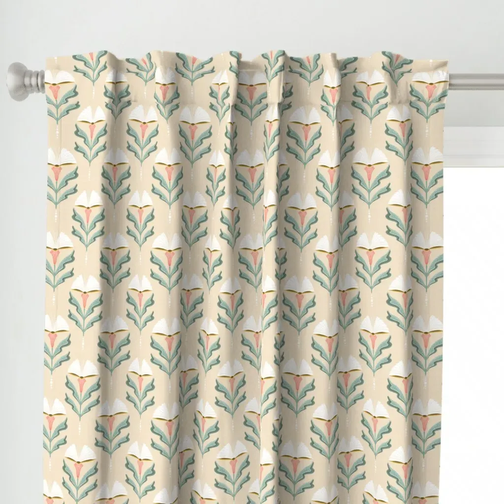 Floral Pages Book Curtain Panel - Teal alternate view