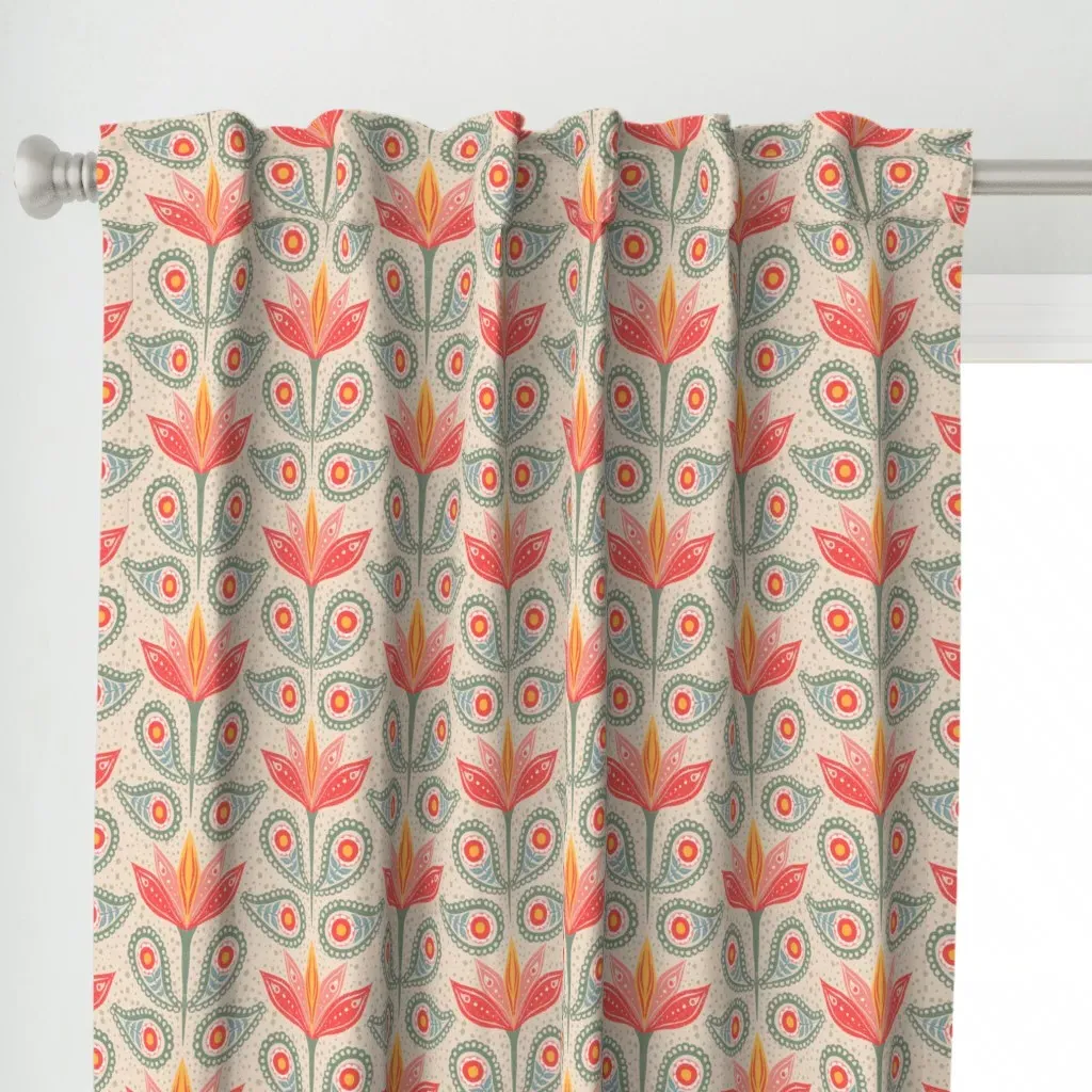 Floral Paisley Curtain Panel - Red alternate view
