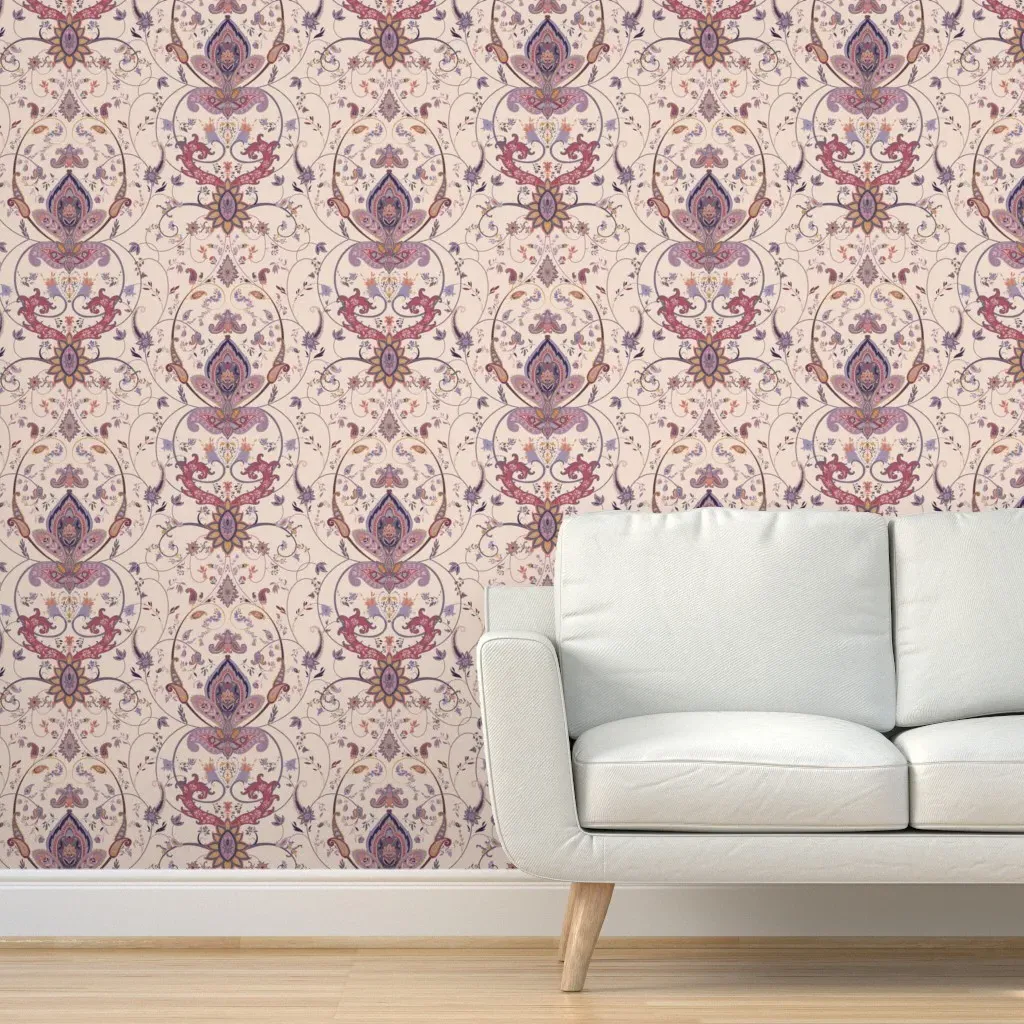 Floral Paisley Peel and Stick Wallpaper - Dusty Rose product