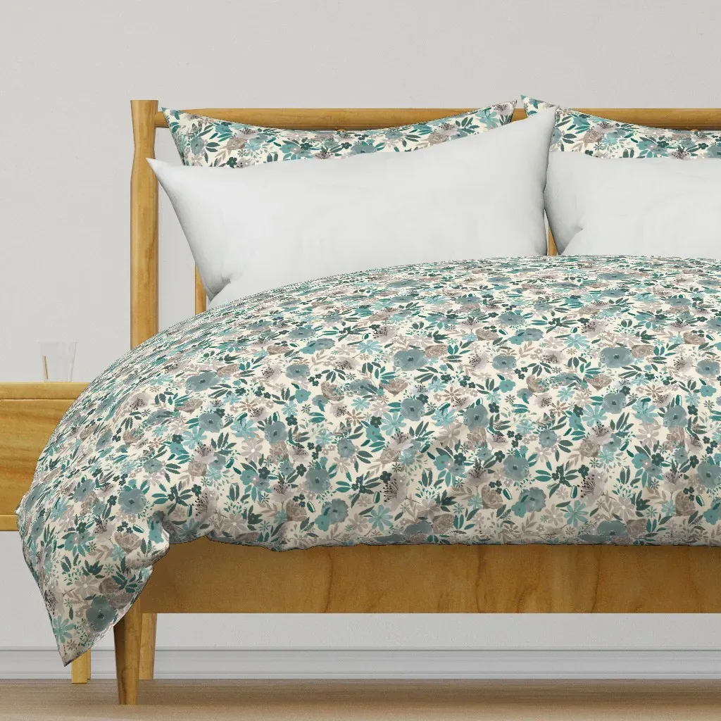 Floral Pattern Night Swim-01 Duvet Cover - Teal product