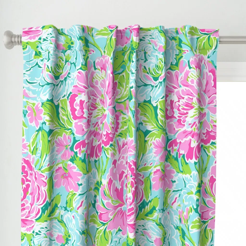 Floral Preppy Grand Curtain Panel - Pink alternate view