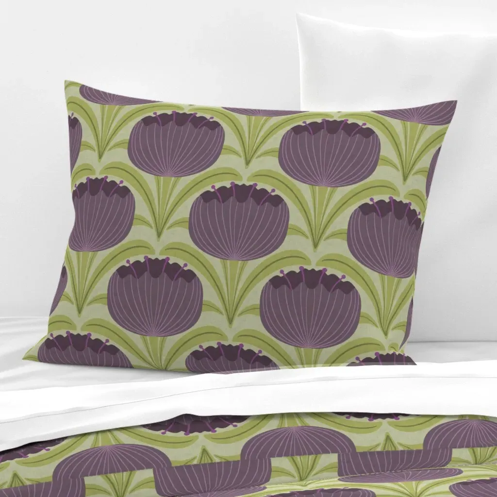 Floral Scallop Mid Century Standard Knife Edge Pillow - Purple, Cotton Sateen product