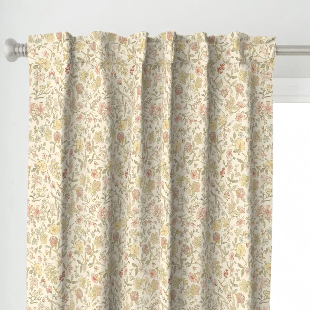 Floral Scatter Curtain Panel - Cream alternate view