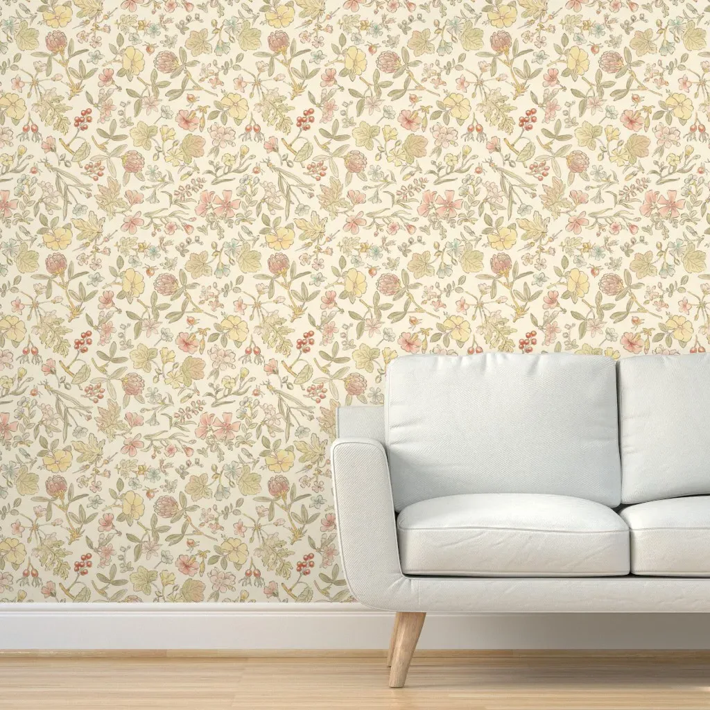Floral Scatter Vintage Peel and Stick Wallpaper - Cream product
